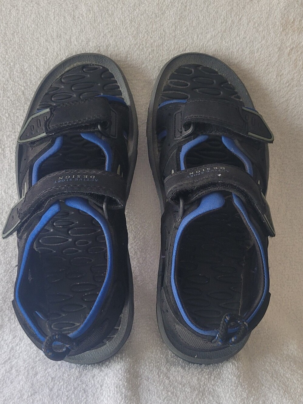 Men's Active Sport Design Sandals Black/Blue Adjustable Velco S 8 (bin 2)